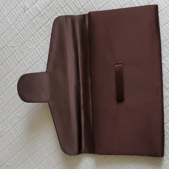 Joseph Magnin Brown Satin fold over clutch bag Made in Italy! Vintage perfect - Picture 3 of 8